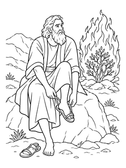 Free printable Moses Removing His Sandals By Fire coloring page