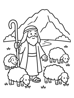 Free printable Moses As Shepherd With Sheep coloring page