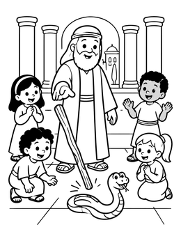 Free printable Moses And The Staff Turning Into A Snake coloring page
