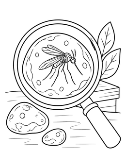 Free printable Magnifying Glass Over Amber Fossil coloring page