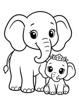 Mother And Baby Elephant Together