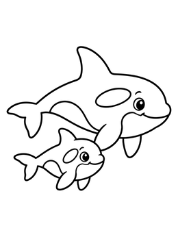 Free printable Mother And Baby Killer Whale coloring page