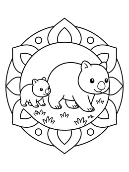 Free printable Mother Wombat And Joey Mandala coloring page