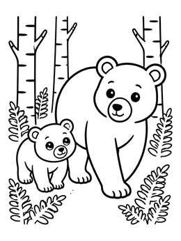 Free printable Black Bear Mother And Cub coloring page