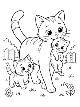 Mother Cat Carrying Her Kitten coloring page
