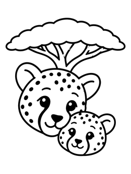 Free printable Mother Cheetah And Little Cub coloring page