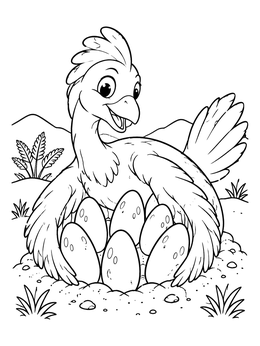 Free printable Mother Dinosaur Guarding Her Eggs coloring page