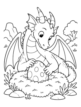 Free printable Mother Dragon With Spotted Egg In Nest coloring page