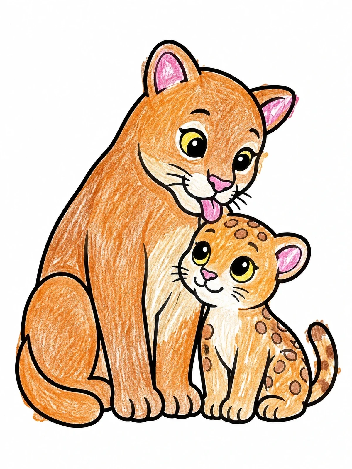 Colored example of the Mother Florida Panther And Kitten coloring page
