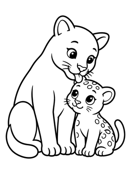 Free printable Mother Florida Panther And Kitten coloring page