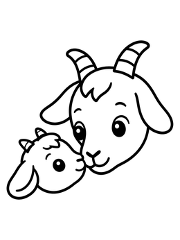Free printable Mother Goat And Sweet Baby Kid coloring page