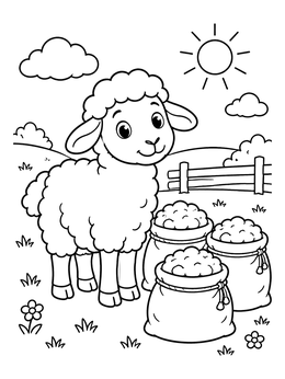 Free printable Baa Baa Black Sheep With Wool Sacks coloring page