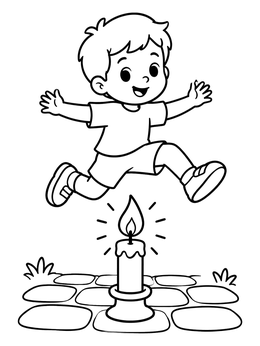 Free printable Jack Be Nimble Jumping Candlestick coloring page