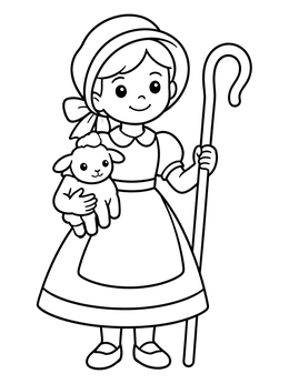 Free printable Little Bo Peep And Lamb coloring page