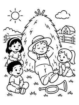 Free printable Little Boy Blue Fast Asleep coloring page