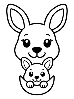 Free printable Mother Kangaroo And Baby Joey coloring page