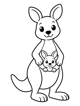 Free printable Mother Kangaroo And Sweet Joey coloring page