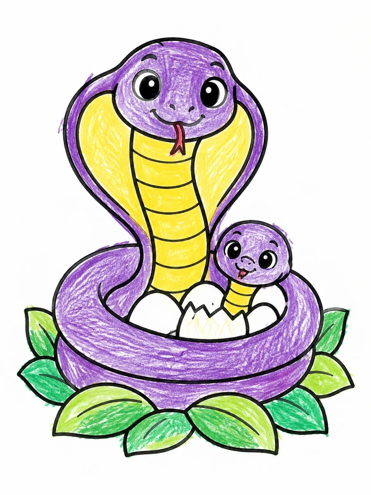 Colored example of the Mother King Cobra In Nest coloring page