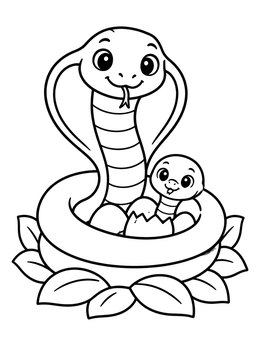 Free printable Mother King Cobra In Nest coloring page