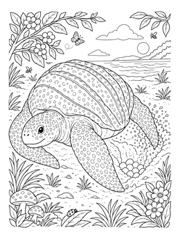 Free printable Mother Leatherback Sea Turtle Nesting coloring page