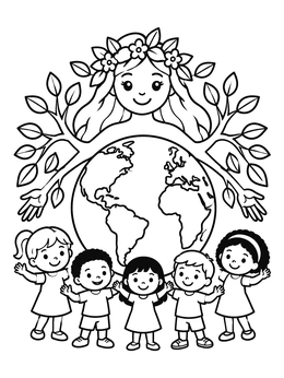 Free printable Mother Nature Protecting Planet Earth coloring page