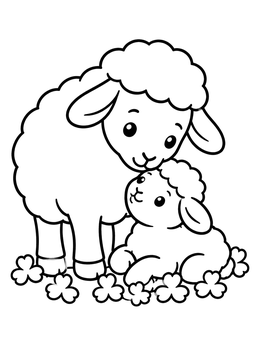 Free printable Mother Sheep And Little Lamb coloring page