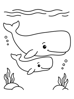 Free printable Mother Sperm Whale And Calf coloring page