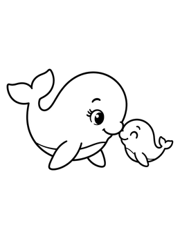 Free printable Mother Whale And Baby Nuzzling coloring page