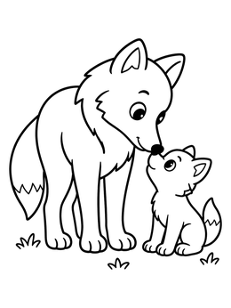 Free printable Mother Wolf With Cute Cub coloring page