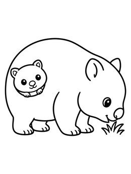 Free printable Mother Wombat With Joey In Pouch coloring page
