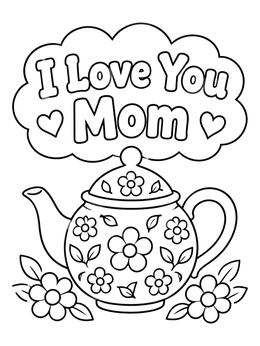 Free printable Floral Teapot With Sweet Message coloring page