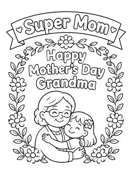 Free printable Grandma And Granddaughter Mother's Day Card coloring page