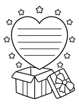 Free printable Heart Gift Box Surprise coloring page