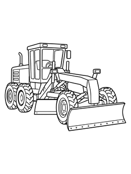 A detailed motor grader ready to level the road on this construction coloring page.
