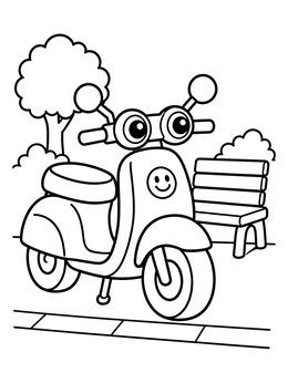 Free printable Cute Cartoon Scooter In Park coloring page