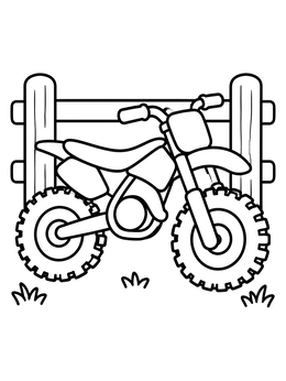 Free printable Dirt Bike By The Wooden Fence coloring page