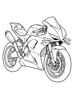 A sleek sportbike shown in this detailed motorcycle coloring page.