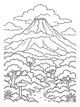 Free printable Mount Cameroon Volcano Trail coloring page