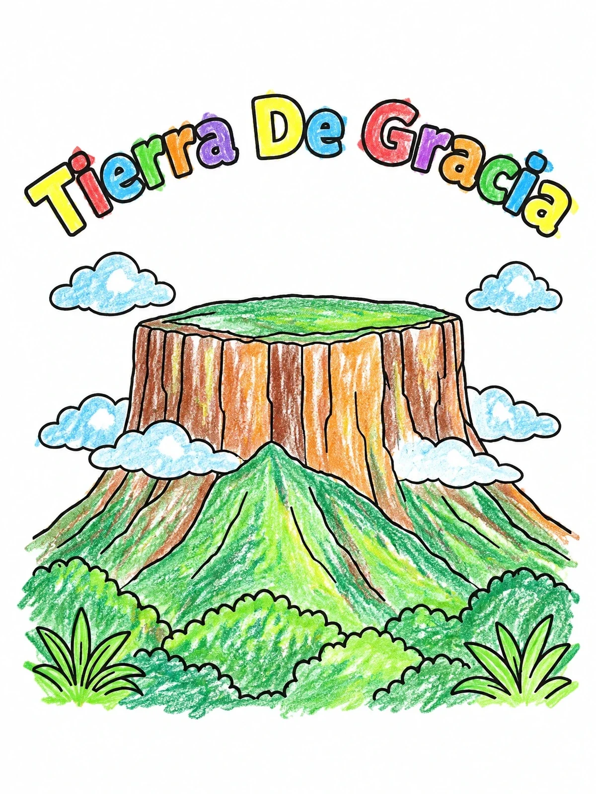 Colored example of the Mount Roraima Tepui In Venezuela coloring page