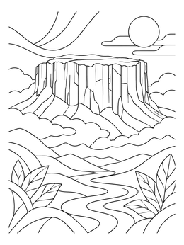 Free printable Mount Roraima Tepui Landscape coloring page
