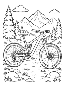 Free printable Mountain Bike On Scenic Trail coloring page