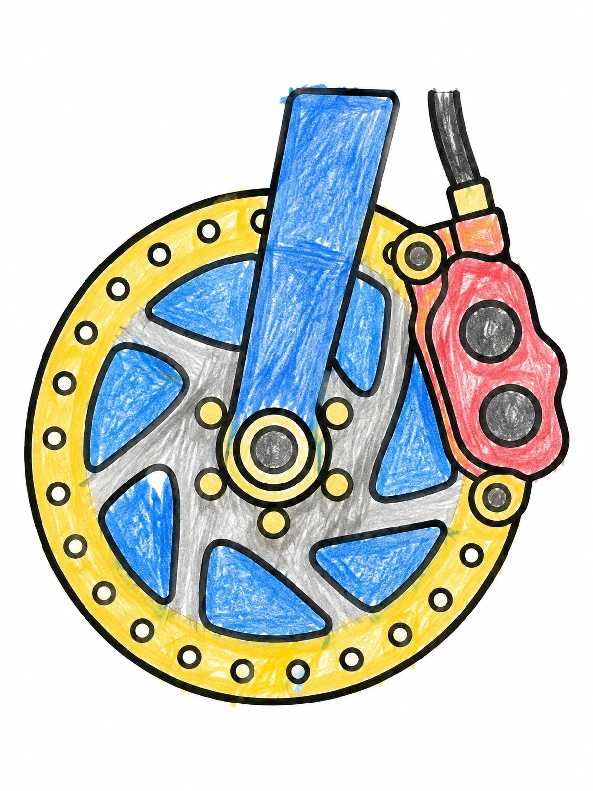 Colored example of the Bicycle Disc Brake And Caliper coloring page