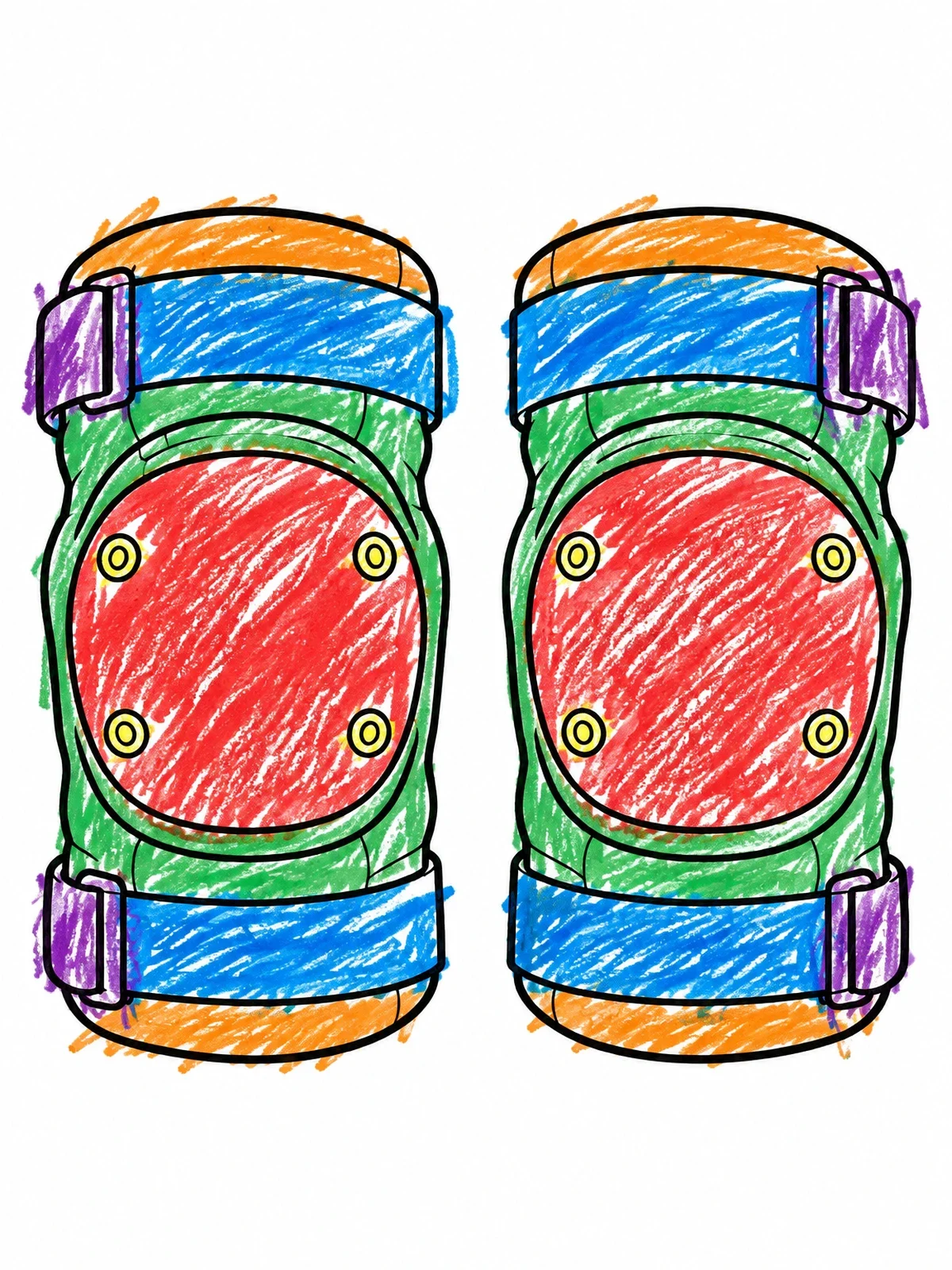 Colored example of the Pair Of Protective Knee Pads coloring page