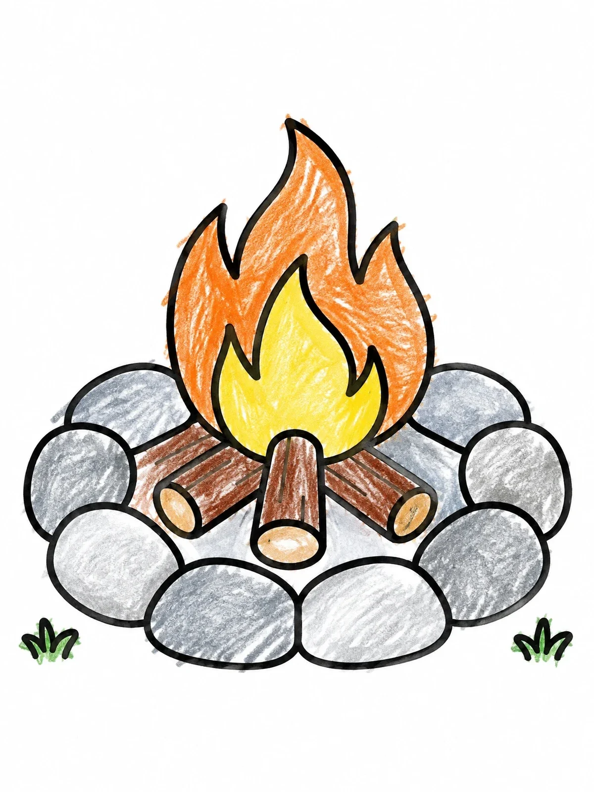 Colored example of the Cozy Campfire In Stone Ring coloring page
