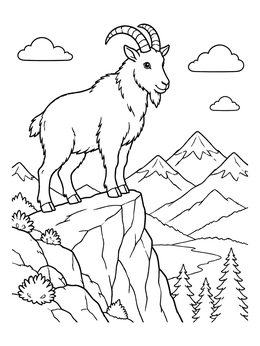 Free printable Mountain Goat On A Cliff coloring page