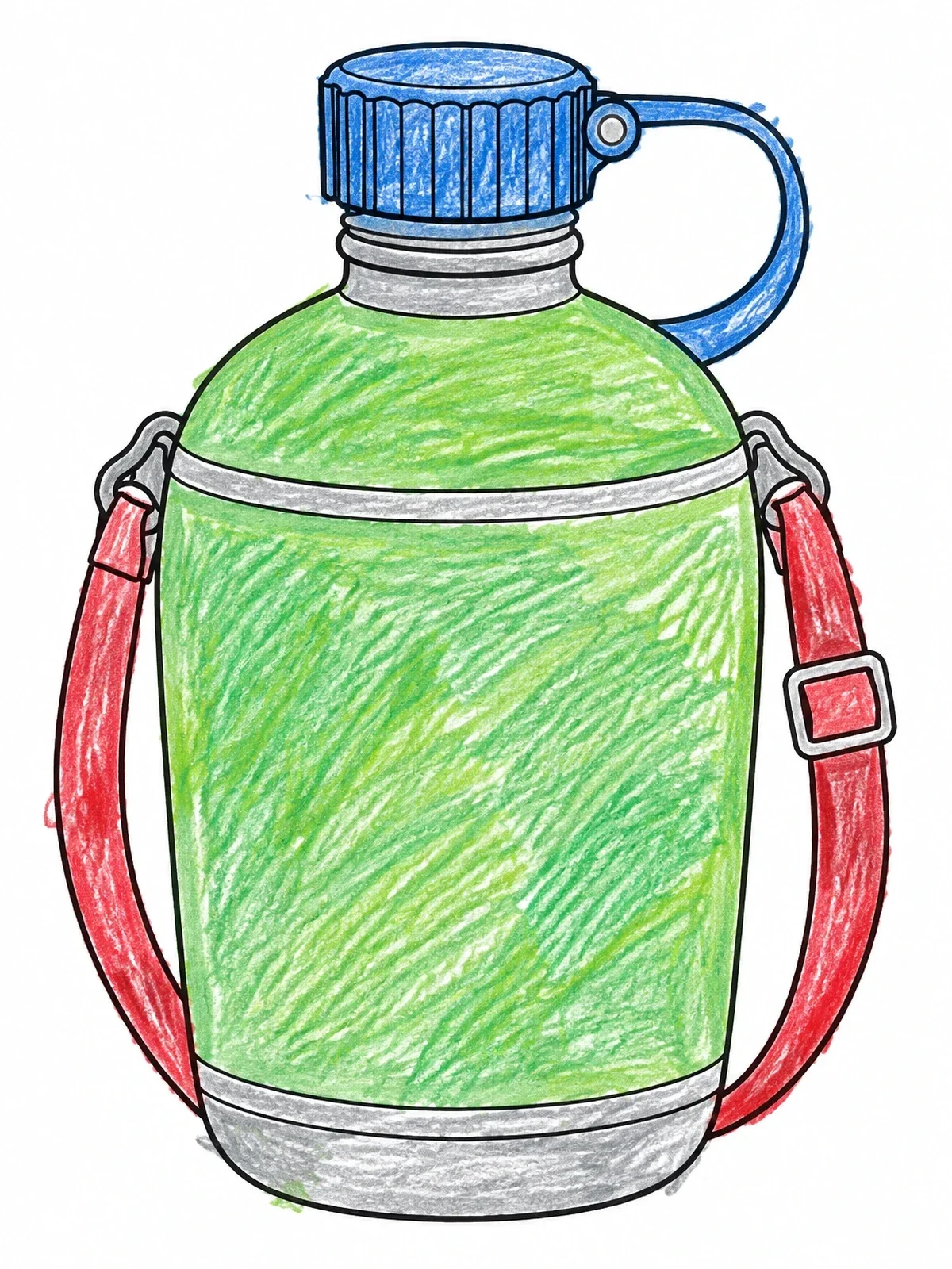 Colored example of the Sturdy Hiking Water Canteen coloring page