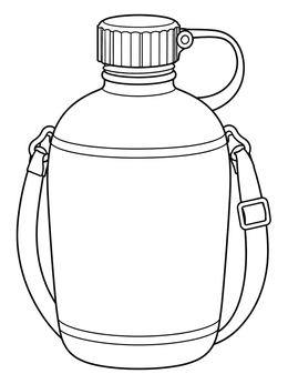 A classic metal hiking flask in this mountain coloring page.