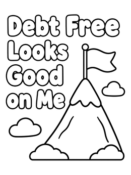 Free printable Mountain Summit Flag Debt Free coloring page