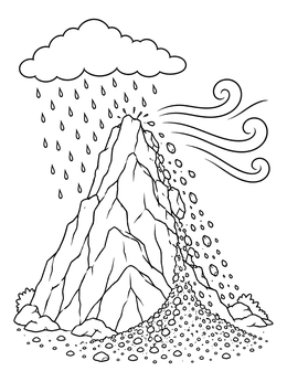 Free printable Mountain Weathering And Rock Erosion coloring page