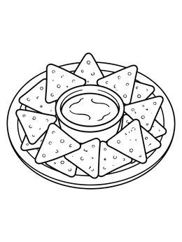 Free printable Plate Of Nachos And Dip coloring page